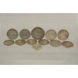 A VICTORIA GODLESS FLORIN 1849, E F AND ELEVEN VICTORIA YOUNG HEAD COINS.