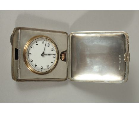 AN EDWARDIAN ENGINE TURNED TRAVELLING FOLDING WATCH CASE, Birmingham 1922, and a POCKET WATCH.