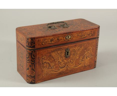 A VERY GOOD GRENOBLE INLAID CADDY with allover inlay. 10.5ins long.