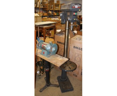 A Clarke metal worker 6" bench grinder and pedestal drill
