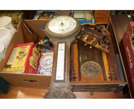 A box of miscellaneous, barometer etc.