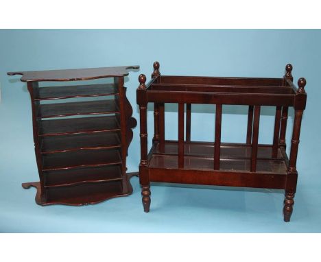 A small Canterbury and a mahogany wall shelf