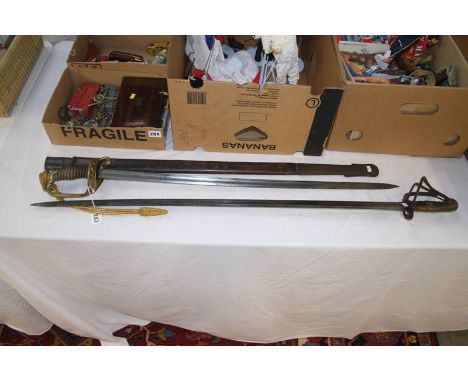 A U.S. Naval sword, signed W.H. Horstman and Sons, Philadelphia, together with one other sword and a scabbard