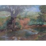 Kehr, KarlFrühlingslandschaft mit Bachlauf(Nürnberg 1866-1919 Neuenstein/Öhringen) Pastell/Papier.