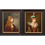 Stifter, MoritzZwei Bildnisse adeliger Damen in historisierenden Kostümen(Wien 1857-1905 Mauer-