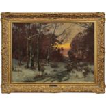 Gogarten, Heinrich"Winterabend im Walde"(Linz 1850-1911 München) Öl/Lwd., doubl. Rechts unten sign.,
