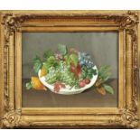 FrüchtestilllebenUm 1850Gouache. Ca. 28 x 35 cm; unter Glas ger.Fruit still lifeAround