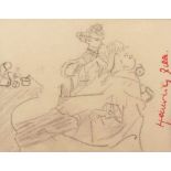 Zille, Heinrich"Der Friseur von Wilmersdorf"(Radeburg 1858-1929 Berlin) Graphit/Papier. Rechts roter