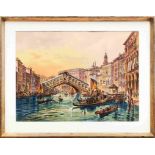 Perlberg, Friedrich"Ponte di Rialto in Venedig"(Nürnberg 1848-1921 München) Aquarell. Rechts unten