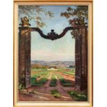 Bayerlein, FritzBlick durch das Parktor von Schloss Seehof auf die Schweizerei(Bamberg 1872-1955