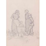 Mauve, AntonZwei Müttern mit ihren Kindern und Dorfstraße(Zaandam 1838-1888 Arnhem)