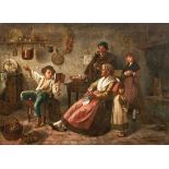 Carnelli, GiuseppeDer Vorleser(Bergamo 1838-1909 ebd.) In einem bäuerlichen Kücheninterieur liest