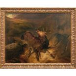Landseer, Edwin Henry - Kopie nachHirsch und Jagdhunde in einem Sturzbach im GebirgeÖl/Lwd. Rechts