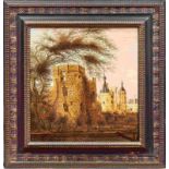 Cosyn, PieterBlick über die Mauern auf eine Festung(Rijswijk 1630-1666 Den Haag) Öl/Holz. Rechts