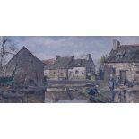 Piette-Montfoucault, LudovicLändliche Szene mit Dorfplatz(Niort 1826-1878 Paris) Öl/Holz. Links