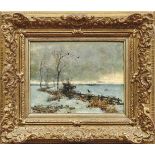 Gogarten, HeinrichWinterlandschaft mit Krähen(Linz am Rhein 1850-1911 München) Öl/Holz. Links