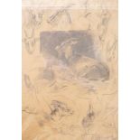 Kuhnert, WilhelmStudienblatt mit Ziegen(Oppeln 1865-1926 Flims) Kohle/gebräuntem Papier, teils