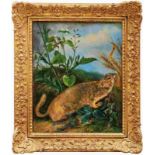 Wiesenstück mit Nagetier19. Jh.Öl/Holz. 29 x 23 cm.Grasstück, RasenstückMeadow with rodent19th C.Oil