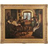 Wachsmuth, MaximilianJägerlatein(Laßrönne 1859-1912 München) Stubeninterieur, am Tisch drei Bauern