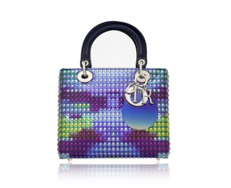 Christian Dior, sac Lady Dior Lu Shurui édition limitée 2019 pour  Dior Art  en cuir et similicuir clouté irisé et métallique
