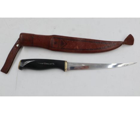 Normark (Finland) fillet knife with leather sheath. UK P&amp;P Group 1 (£16+VAT for the first lot and £2+VAT for subsequent l