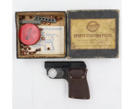Webley Sports starting pistol, boxed, with a quantity of .22 blank cartridges. UK P&amp;P Group 1 (£16+VAT for the first lot 