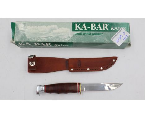 KA-Bar model 02-1232 with leather sheath, boxed. UK P&amp;P Group 1 (£16+VAT for the first lot and £2+VAT for subsequent lots