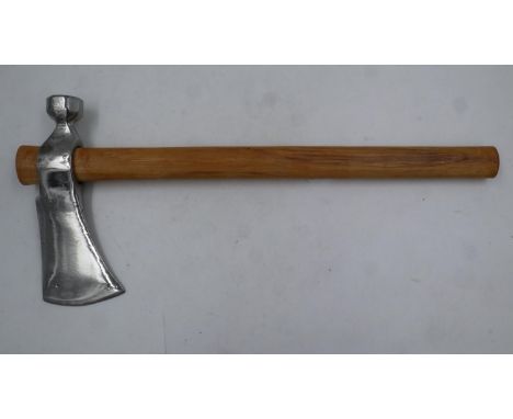 Unbranded polished steel hatchet with beech handle. UK P&amp;P Group 2 (£20+VAT for the first lot and £4+VAT for subsequent l
