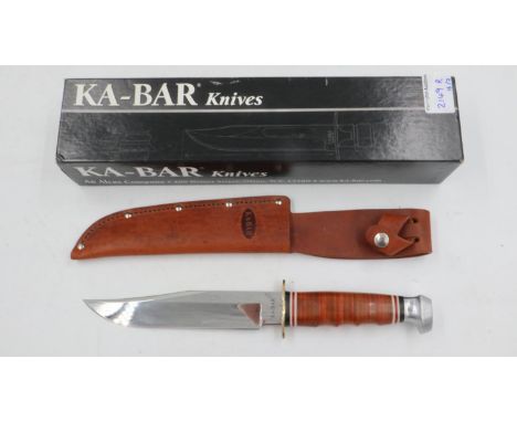 KA-Bar model 02-1236 bowie knife with leather sheath, boxed. UK P&amp;P Group 1 (£16+VAT for the first lot and £2+VAT for sub