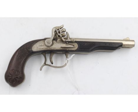 Replica double-barrel flintlock pistol. UK P&amp;P Group 2 (£20+VAT for the first lot and £4+VAT for subsequent lots) 