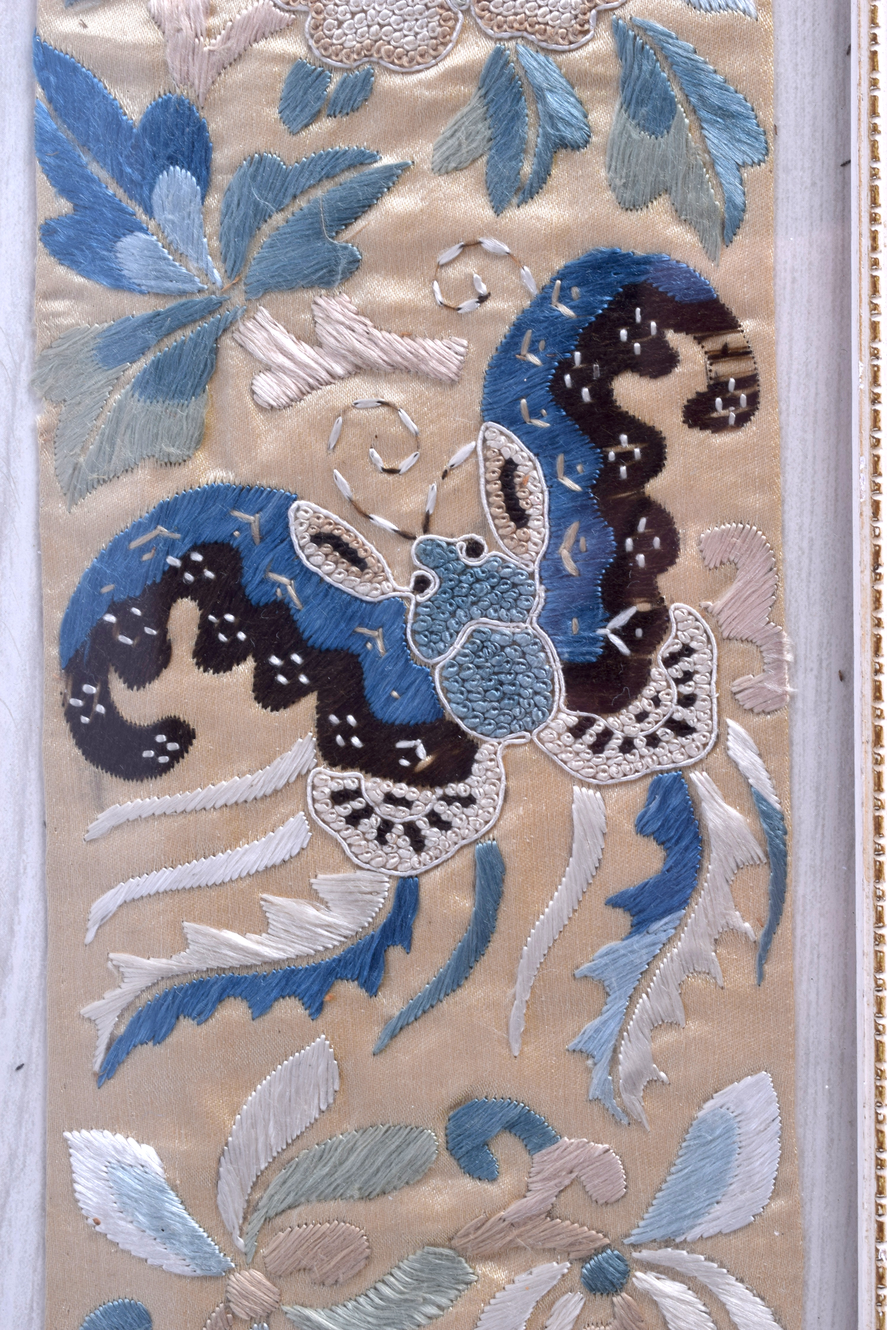 A PAIR OF EARLY 20TH CENTURY CHINESE SILKWORK SLEEVES. Silk 69 cm x 8 cm.