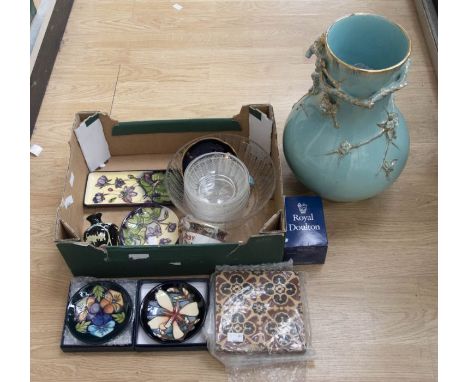 A collector's lot to include: late 19th Century Minton &amp; Co Stoke on Trent floor tile, quatrefoil decoration, stamped und