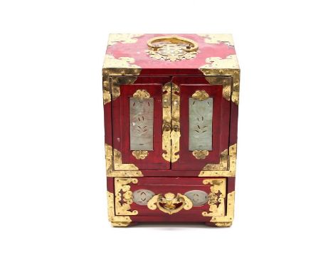 Mid20th Century Chinese trinket box with jade panels