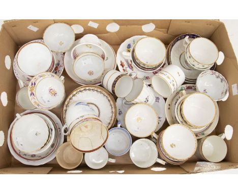A collection of 18th & 19th Century tea wares including Derby, tea bowls and saucers, cans and cups (Q)1770-1830various sizes