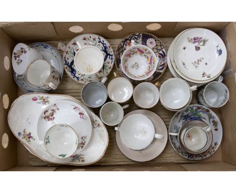 A quantity of 18 & 19th Century English porcelain tea wares; cups, saucers, cans, two dishes, Minton, Spode and Wedgwood (Q)1