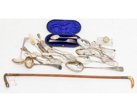 A collection of silver to include 1 large serving spoon London 1880 by RS, x3 table spoons all London, dated 1800, 1809, 1815