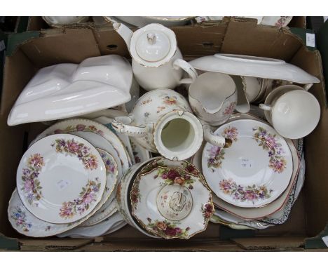 A collection of 20th Century china wares including Royal Worcester tea sets; Evesham, Minton, Royal Albert, Colclough, Poole 