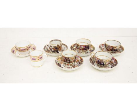 A collection of 19th Century porcelain to include: a Spode pattern 1925 trio (coffee can, tea cup and saucer) decorated with 