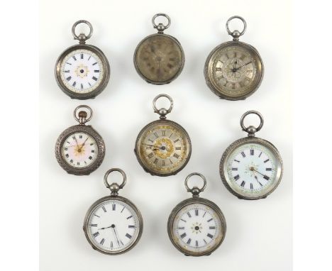 Swiss lady?s pocket watch with a silvered and gilt dial, enclosing a keywind movement, in a floral chased case, 935 standard,