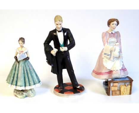 Two late 20th century Royal Worcester porcelain figurines ?Upstairs Downstairs Gentleman of the House? and ?The Chamber Maid?