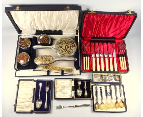 George V silver Christening set of a spoon and pusher, by BBS Ltd, Birmingham 1929, Christening spoon, Sheffield 1899 and a p