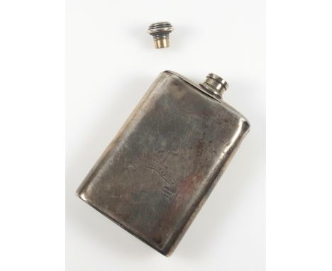 Rare George III silver spirit flask with 2 crests, mottos and screw cap, possibly by Jonathan Perkins Snr &amp; Jnr, London 1