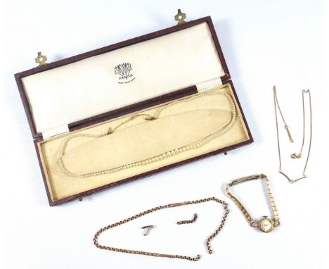 9ct. gold fine curb-link necklace with an illusion diamond set ?V? pendant, Import marks by CGS, London 1979, gross 2 grams, 