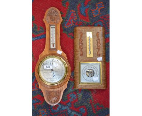 An oak barometer c1940 and a mahogany barometer c.1920