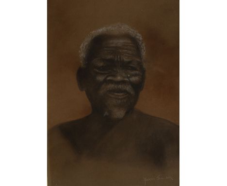 Maurice Sinclair
Makhulu Bas, Portrait of an Aborigine
signed, charcoal and chalk, 54cm x 38.5cm