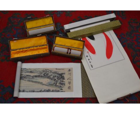 A Chinese scroll; others, boxed (4)