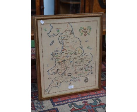 A needlework map sampler, England and Wales