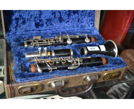 A Selmer Studente Console clarinet , silver plated valves and fitting,serial 3807, cased;  a Rossetti recorder, boxed (2)