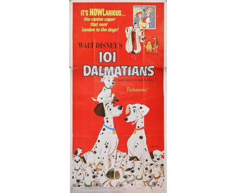 Walt Disney's 101 Dalmatians (R-1969) Three Sheet film poster, folded, 41 x 81 inches.