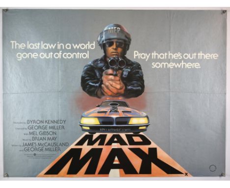 Mad Max (1979) British Quad film poster with artwork by Tom Beauvais, Mel Gibson stars in the first of the Mad Max film franc